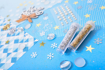 Paper and glitter for Christmas craft making