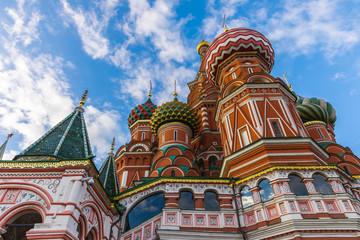 Fototapeta na wymiar The famous Cathedral of St. Basil the Blessed, located on the Red Square in Moscow, Russia