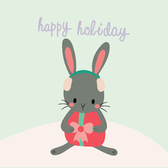 Happy holiday with cute rabbit.