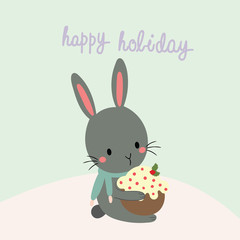 Happy holiday with cute rabbit.