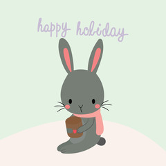 Happy holiday with cute rabbit.