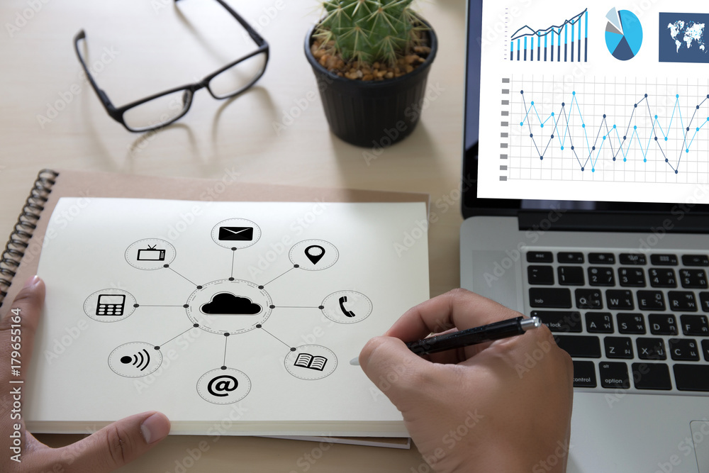 Poster cloud computing diagram network data storage technology service