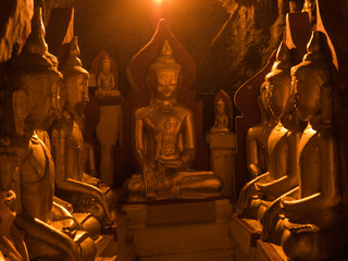 The image of the Buddha staues that contains in the Pindaya Buddha cave, Pindaya town, Shan State, Myanmar
