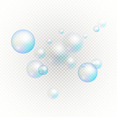 Set of multicolored transparent soap bubbles. Graphic concept for your design