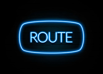 Route  - colorful Neon Sign on brickwall