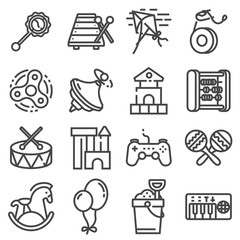 Vectot Line Baby Child and Toys Icons Set.