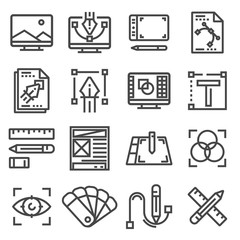 Vector linear graphic design icons set