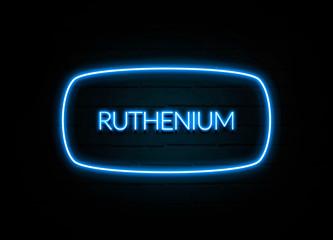 Ruthenium  - colorful Neon Sign on brickwall