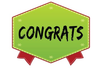 CONGRATS on green badge with red ribbons