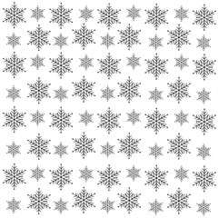 Christmas background with snowflakes black on white.