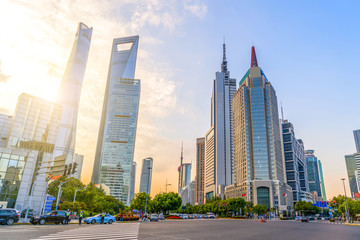 Obraz premium Shanghai Lujiazui financial district skyscrapers