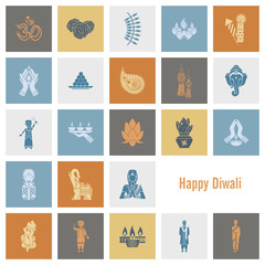 Diwali. Indian Festival Icons