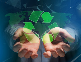 Technology ecologic interface with world map on the background - Ecology concept