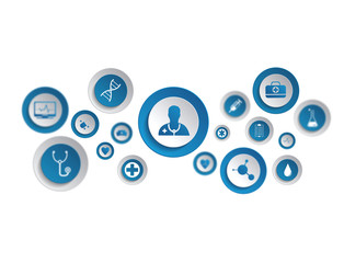 Medecine and general healthcare icon displayed on a technology interface