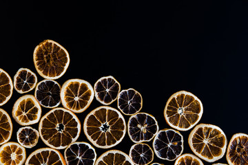 Abstract background of dried orange slices