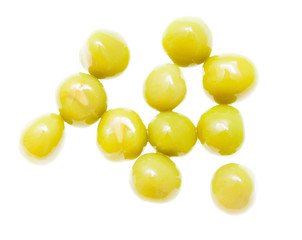 Marinated green peas on a white background