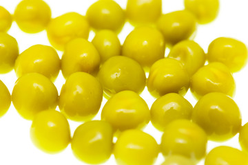 Marinated green peas on a white background