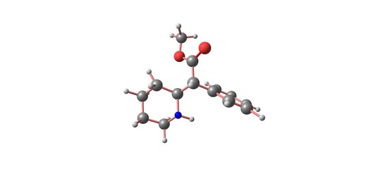 Methylphenidate molecular structure isolated on white