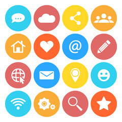 Set of social networking icons. Flat design style. Isolated on white background.	