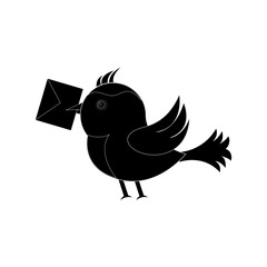 A postal bird with a letter. Vector icon.