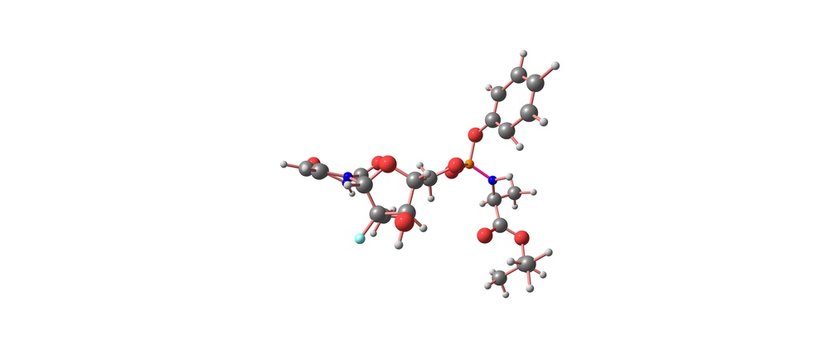 Sofosbuvir molecular structure isolated on white