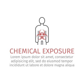 Chemical Exposure on humans line icon. Vector sign for web graphics.