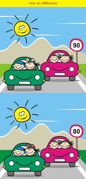 Kids and cars, game for children, find ten differences