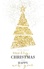 Elegant Christmas Tree, Glitter, Gold