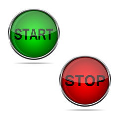 3D START and STOP buttons. Vector illustration.