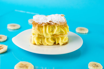 Banana cake in a plate