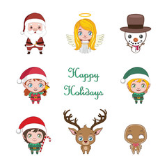Set of cute little cartoon Christmas characters