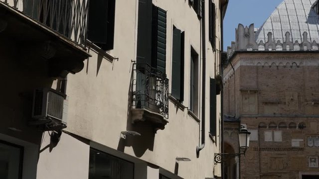 Facade details and balcony in Veneto city region 