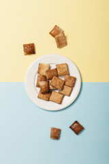 cookies on the color paper background.