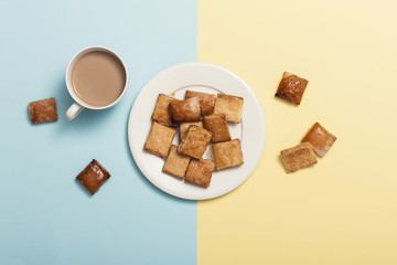 cookies on the color paper background.