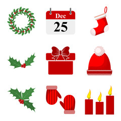 Set of Christmas icons. Vector illustration