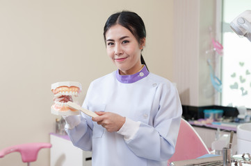 Female patient with dental checkup