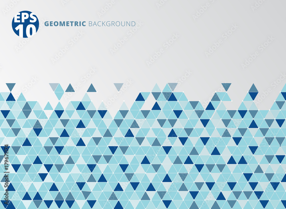 Poster abstract blue geometric triangle structure background.