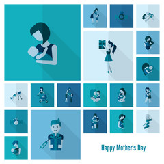 Fototapeta premium Happy Mothers Day Icons