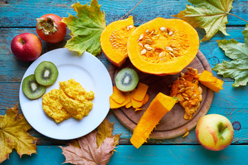 Pumpkin on the wood background