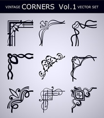 Vintage corners set for frames. Template for design. Vector illustration eps10