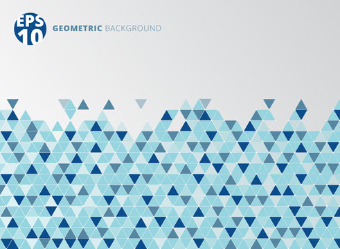 Abstract blue geometric triangle structure background.