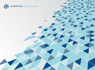 Abstract blue geometric triangle structure perspective background.