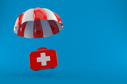 First aid kit with parachute