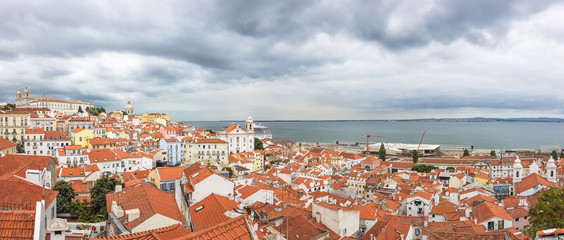 Cityscape Panoramic view of Portas do Sol, Lisbon Portugal