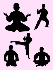 Karate kids silhouette, vector, illustration.