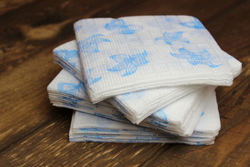 Paper napkins on the boards