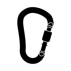 Safety hook or carabiner hook it is black icon .