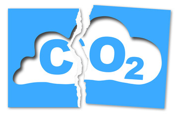 Free from Co2 presence in the atmosphere - concept image with ripped photo