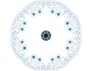 Particles of abstract fractal forms on the subject of nuclear physics science and graphic design. Geometry sacred.