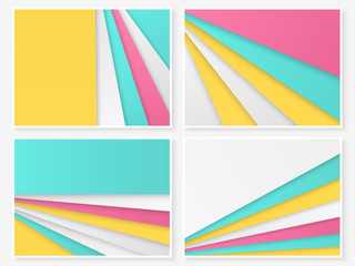 Material design background set paper templates colorful